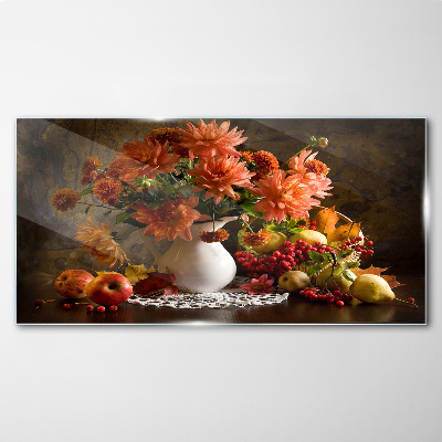 Obraz na skle Malování květiny ovoce