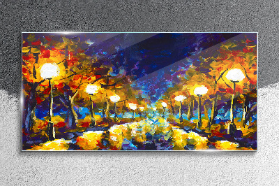 Obraz na skle Noční malba lucerna