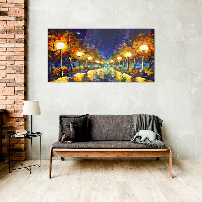 Obraz na skle Noční malba lucerna