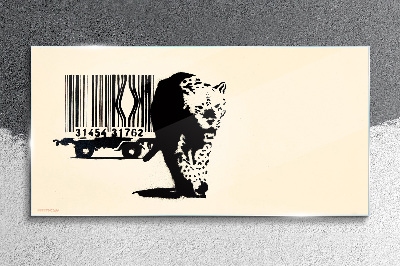 Obraz na skle Leopard čárový kód