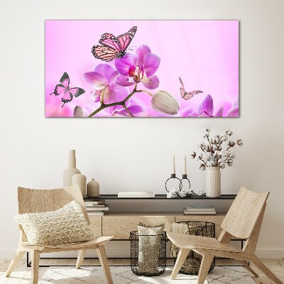 Obraz na skle Květiny přírody motýl