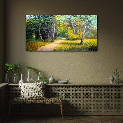 Obraz na skle Divoké stromy Droga tráva