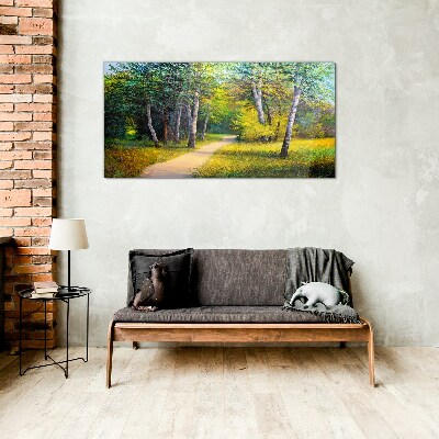Obraz na skle Divoké stromy Droga tráva