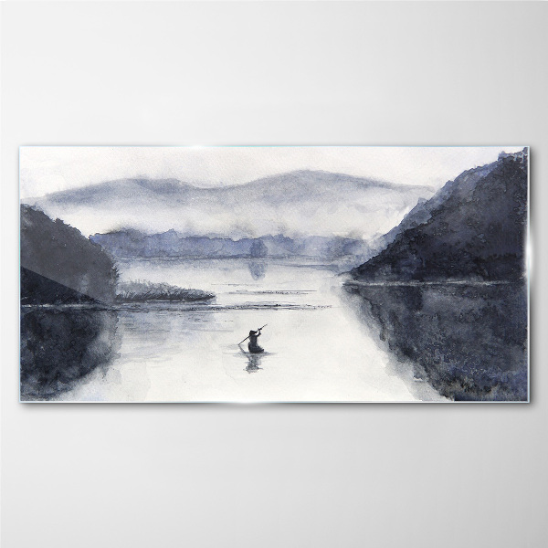 Obraz na skle Akvarel lodí rybář