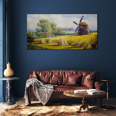 Obraz na skle Malířská krajina mlýna chata