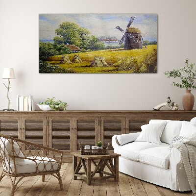 Obraz na skle Malířská krajina mlýna chata