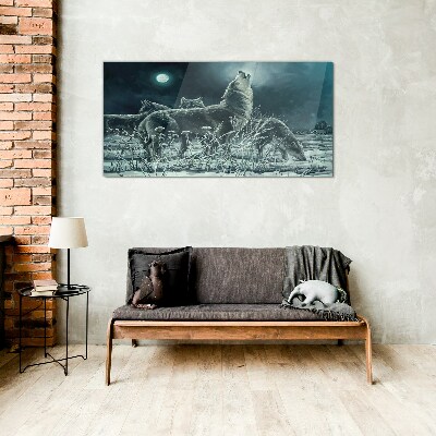 Obraz na skle Malování zvířat vlci