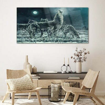 Obraz na skle Malování zvířat vlci