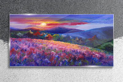 Obraz na skle Malování hory louka