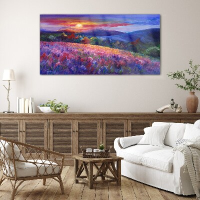 Obraz na skle Malování hory louka