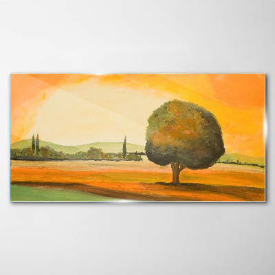 Obraz na skle Malování krajinné strom