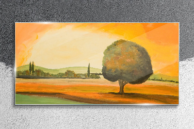 Obraz na skle Malování krajinné strom