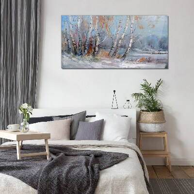 Obraz na skle Malování lesní strom zima