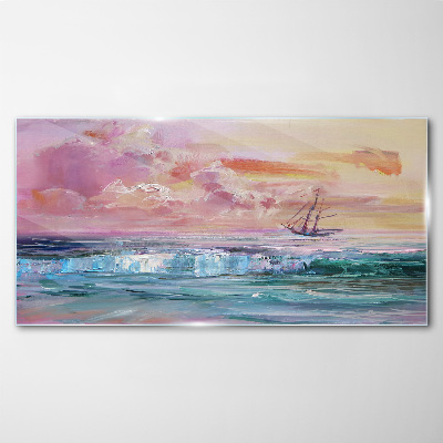 Obraz na skle Malířství oceánu moře loď