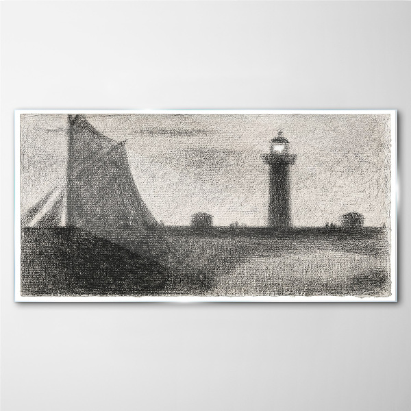 Obraz na skle Maják v monochromatickém prostředí