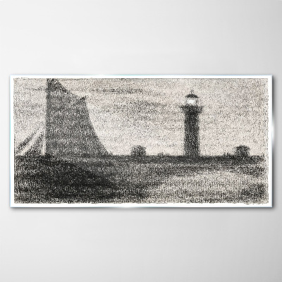 Obraz na skle Maják v monochromatickém prostředí