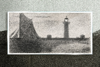 Obraz na skle Maják v monochromatickém prostředí