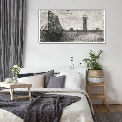 Obraz na skle Maják v monochromatickém prostředí