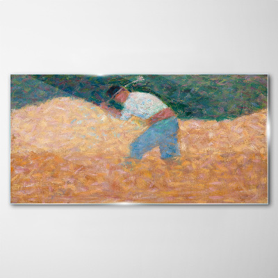 Obraz na skle Farmář pracující na poli