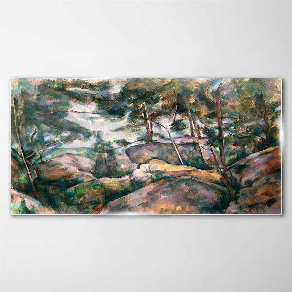Obraz na skle Skály v lese Cézanne