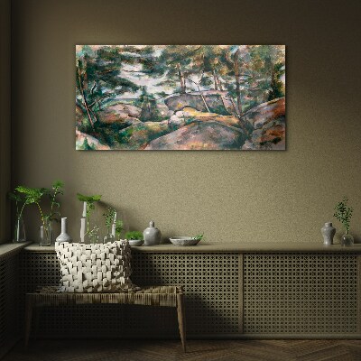 Obraz na skle Skály v lese Cézanne