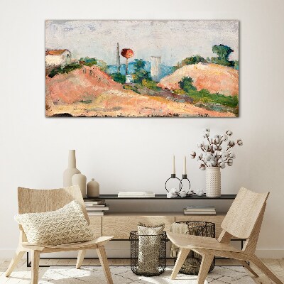 Obraz na skle Krajina s červeným míčem