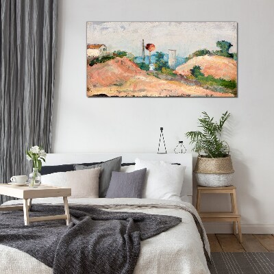 Obraz na skle Krajina s červeným míčem