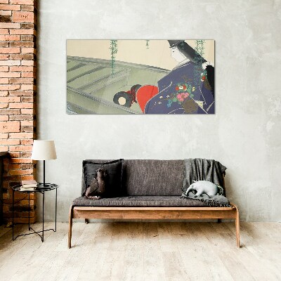 Obraz na skle Abstrakce Ženy Kimono