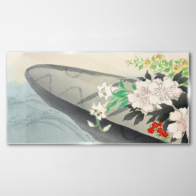Obraz na skle Květinový člun květiny voda