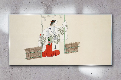 Obraz na skle Tradiční japonská scéna se ženou