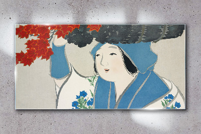 Obraz na skle Ženy Kimono listy