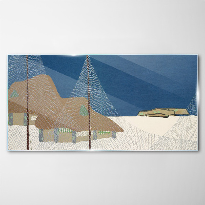 Obraz na skle Abstrakce Snow Cottage Sky