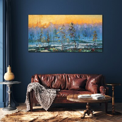 Obraz na skle Malování lesa slunce