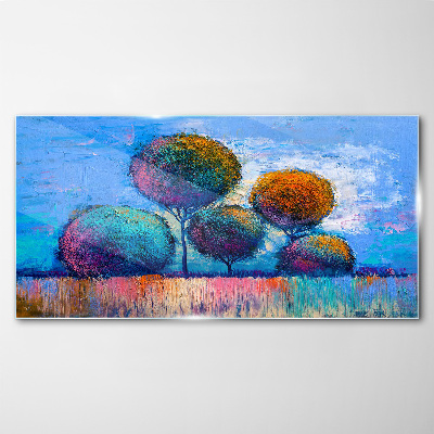 Obraz na skle Malba abstrakce stromy