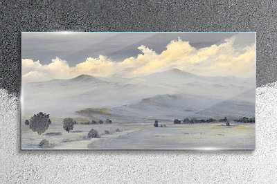 Obraz na skle Mlhavé horské panorama