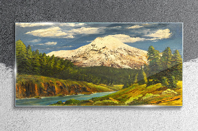 Obraz na skle Malování hory mraky