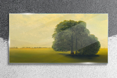 Obraz na skle Malování stromů obloha pole