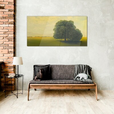 Obraz na skle Malování stromů obloha pole