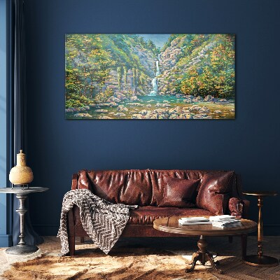Obraz na skle Malování vodopádů stromů