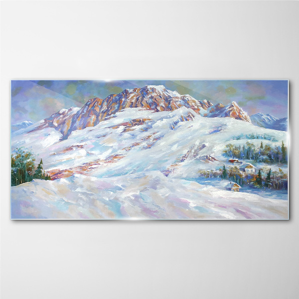 Obraz na skle Zimní malba sněhu hor