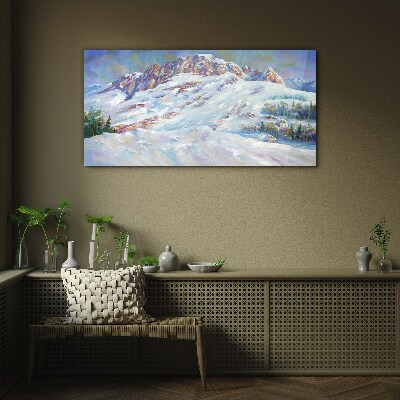 Obraz na skle Zimní malba sněhu hor