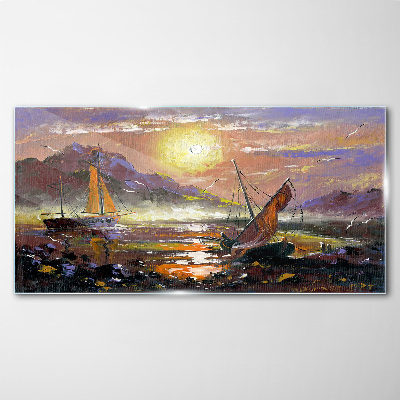 Obraz na skle Malování čluny