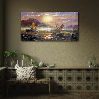Obraz na skle Malování čluny