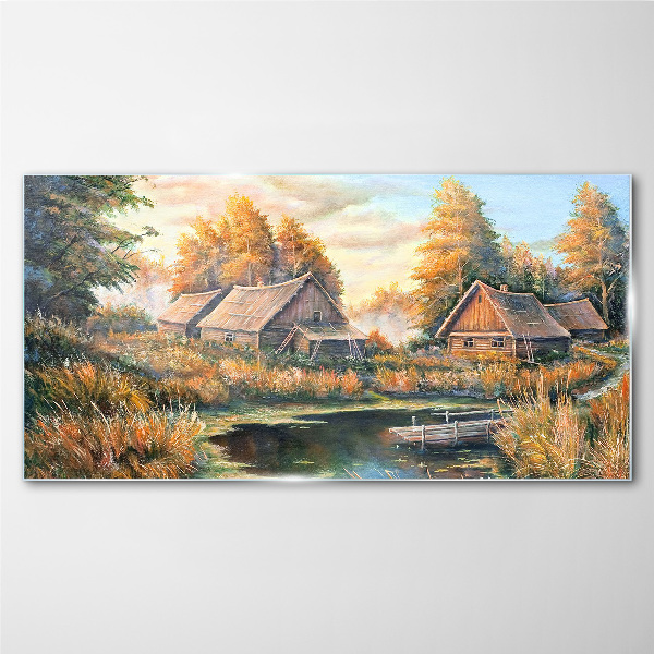 Obraz na skle Ráno klidná venkovská krajina