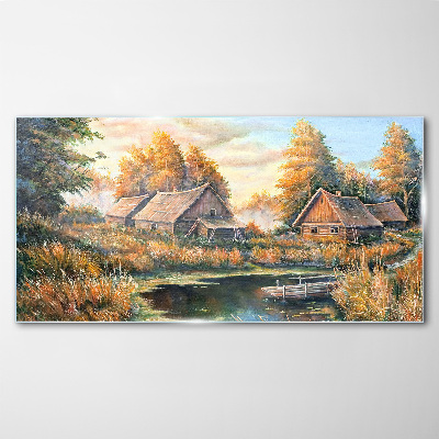 Obraz na skle Ráno klidná venkovská krajina