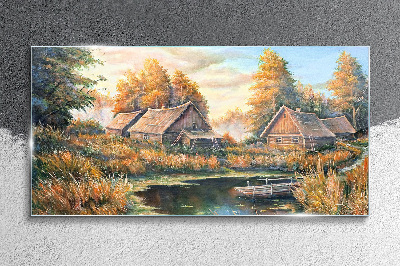 Obraz na skle Ráno klidná venkovská krajina