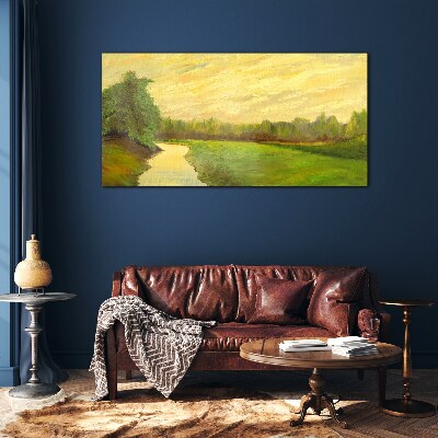 Obraz na skle Malování řeky přírody