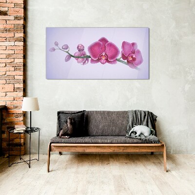 Obraz na skle Akvarel květina větev orchidej