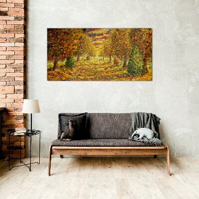 Obraz na skle Malování lesa podzimní příroda