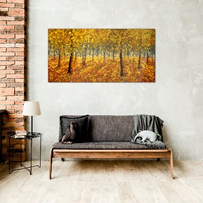 Obraz na skle Malování lesa podzimní příroda